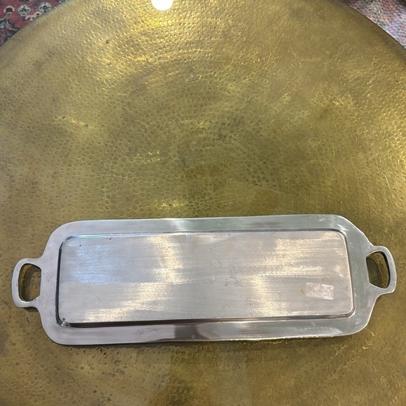 Vintage Betty Barrena Pewter Tray. Large Grape Leaf Tray w Handless - Picture 9 of 9